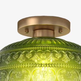 Lurex Stained Pattern Glass Flush Mount Ceiling Light - Engraved Design and Decorative Indoor Lighting U21