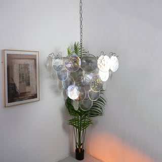 Murano Style Iridescent Glass Disc Chandelier — Modern Ceiling Light