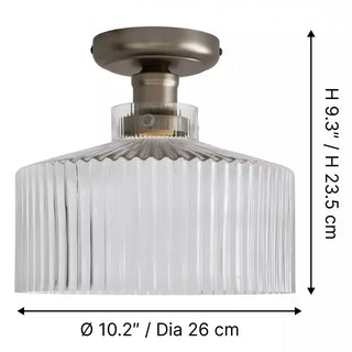 Ribora Vintage - Inspired Ribbed Glass Ceiling Lamp - Industrial Style Flush Mount for Modern Interiors U05