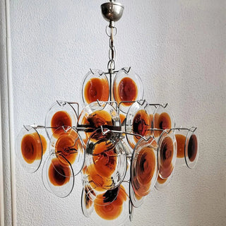 Murano Glass Chandelier — Mid-Century Modern Amber Tiered Lighting