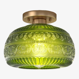 Lurex Stained Pattern Glass Flush Mount Ceiling Light - Engraved Design and Decorative Indoor Lighting U21