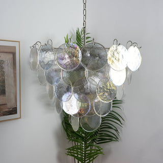 Murano Style Iridescent Glass Disc Chandelier — Modern Ceiling Light