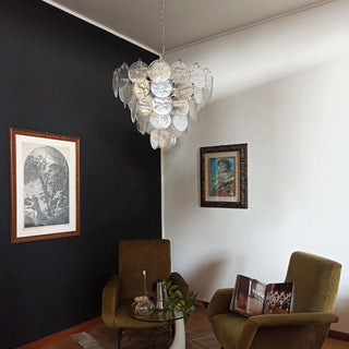 Murano Style Iridescent Glass Disc Chandelier — Modern Ceiling Light
