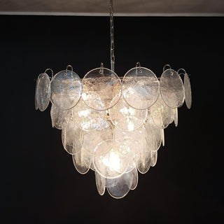 Murano Style Iridescent Glass Disc Chandelier — Modern Ceiling Light