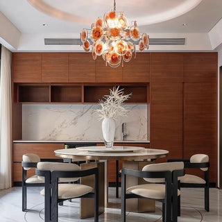 Murano Glass Chandelier — Mid-Century Modern Amber Tiered Lighting