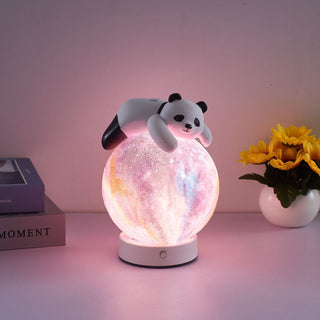 Contemporary Creative Rechargeable Iron Resin PLA Ball Moon Planet Bear Panda Rabbit LED Table Lamp Night Light For Bedside