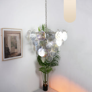 Murano Style Iridescent Glass Disc Chandelier — Modern Ceiling Light