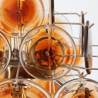 Murano Glass Chandelier — Mid-Century Modern Amber Tiered Lighting