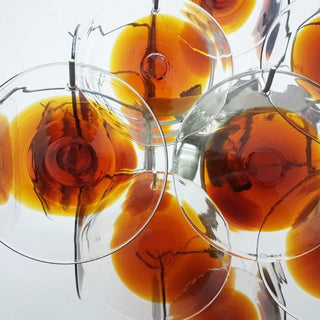 Murano Glass Chandelier — Mid-Century Modern Amber Tiered Lighting