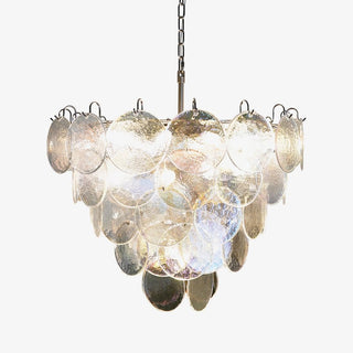 Murano Style Iridescent Glass Disc Chandelier — Modern Ceiling Light