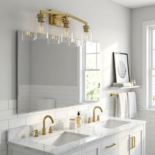 Brassiq Industrial Glass Cylinder Wall Lamp - Vintage Style Bathroom Vanity Light