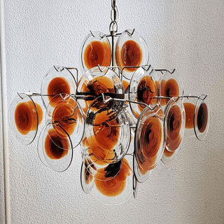 Murano Glass Chandelier — Mid-Century Modern Amber Tiered Lighting