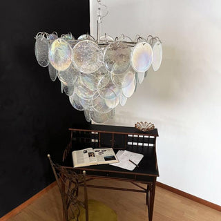 Murano Style Iridescent Glass Disc Chandelier — Modern Ceiling Light