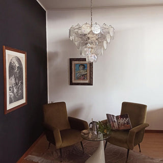 Murano Style Iridescent Glass Disc Chandelier — Modern Ceiling Light