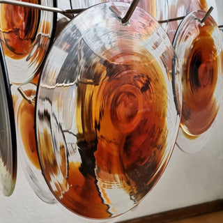 Murano Glass Chandelier — Mid-Century Modern Amber Tiered Lighting