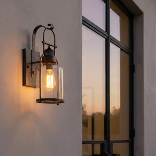Ivoran Industrial Cylinder Wall Sconce - Glass Shade Design, Modern Wall Lighting U12