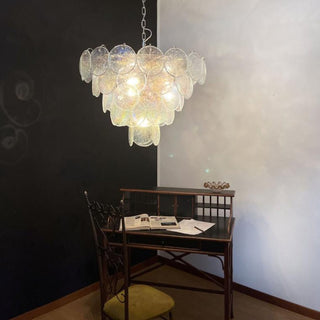 Murano Style Iridescent Glass Disc Chandelier — Modern Ceiling Light