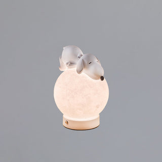 Contemporary Creative Rechargeable Iron Resin PLA Ball Moon Planet Bear Panda Rabbit LED Table Lamp Night Light For Bedside
