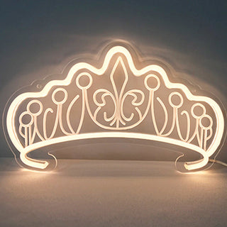 Modern Art Deco Silica Acrylic Crown LED Table Lamp Neon Lighting For Bedroom