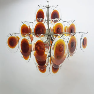 Murano Glass Chandelier — Mid-Century Modern Amber Tiered Lighting