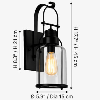 Ivoran Industrial Cylinder Wall Sconce - Glass Shade Design, Modern Wall Lighting U12