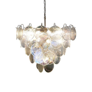 Murano Style Iridescent Glass Disc Chandelier — Modern Ceiling Light