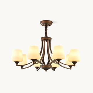 Orion Rustic Wood Metal Chandelier Glass Shades