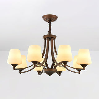Orion Rustic Wood Metal Chandelier Glass Shades