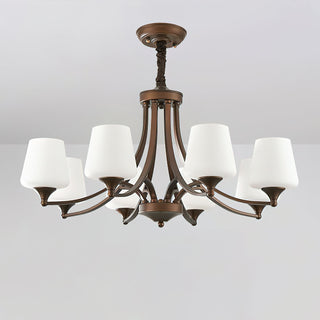 Orion Rustic Wood Metal Chandelier Glass Shades