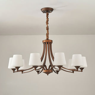 Orion Rustic Wood Metal Chandelier Glass Shades