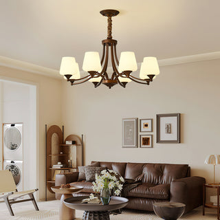 Orion Rustic Wood Metal Chandelier Glass Shades