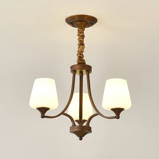 Orion Rustic Wood Metal Chandelier Glass Shades