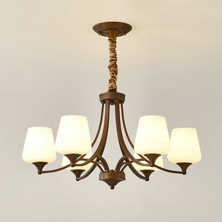 Orion Rustic Wood Metal Chandelier Glass Shades