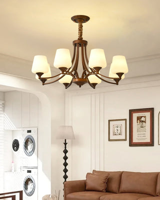 Orion Rustic Wood Metal Chandelier Glass Shades