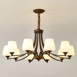 Orion Rustic Wood Metal Chandelier Glass Shades