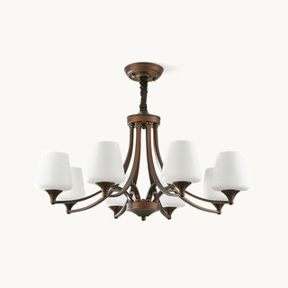Orion Rustic Wood Metal Chandelier Glass Shades