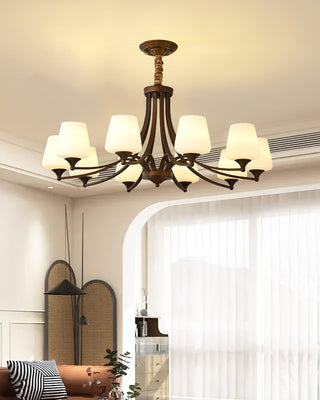 Orion Rustic Wood Metal Chandelier Glass Shades