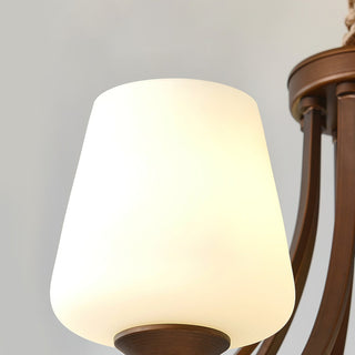 Orion Rustic Wood Metal Chandelier Glass Shades