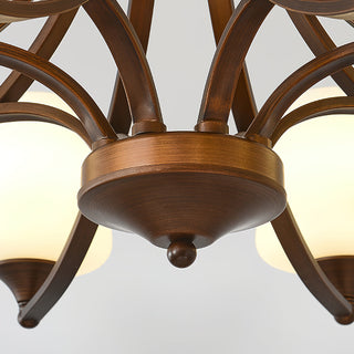 Orion Rustic Wood Metal Chandelier Glass Shades