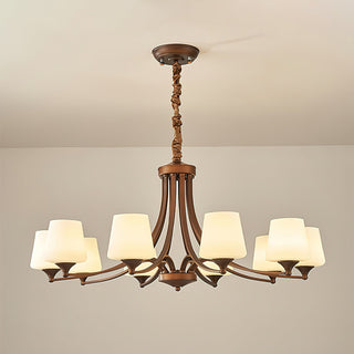 Orion Rustic Wood Metal Chandelier Glass Shades
