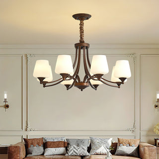 Orion Rustic Wood Metal Chandelier Glass Shades