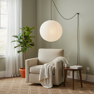 Akari A Minimalist Mulberry Paper Pendant Swag Light