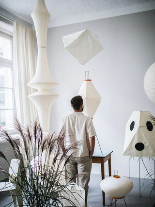 Akari E Sculptural Mulberry Paper Pendant Light