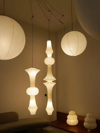 Akari E Sculptural Mulberry Paper Pendant Swag Light