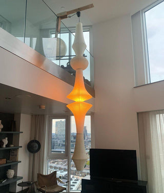 Akari E Sculptural Mulberry Paper Pendant Swag Light