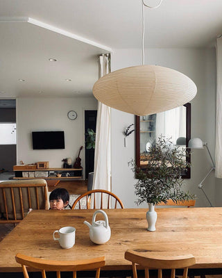Akari Oval Organic Mulberry Paper Pendant Light