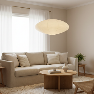 Akari Oval Organic Mulberry Paper Pendant Light