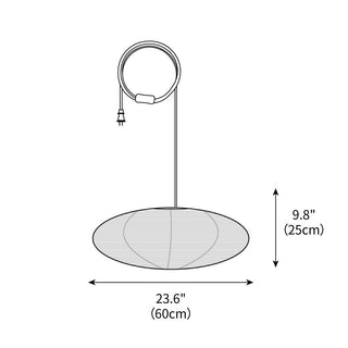 Akari Oval Oriental Mulberry Paper Pendant Light