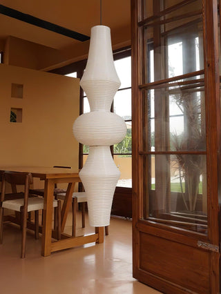 Akari E Sculptural Mulberry Paper Pendant Light