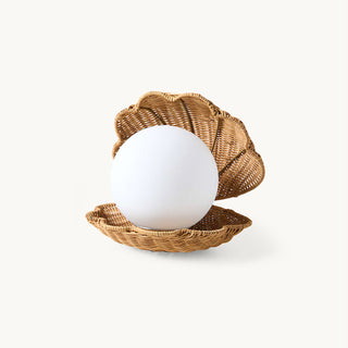 Allie Shell Rattan Opal Glass Table Lamp